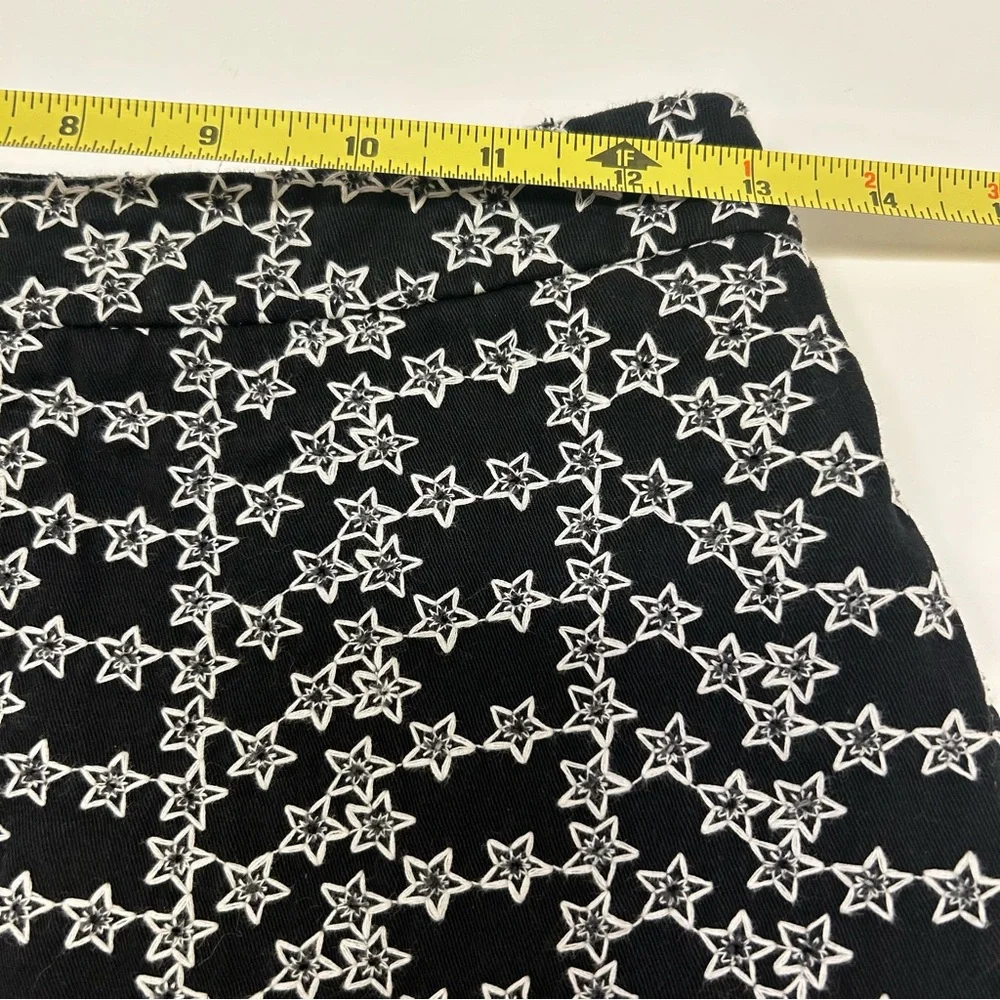Storia Black And White Star‎ Pattern A-Line Lined Mini Skirt Women’s Size S